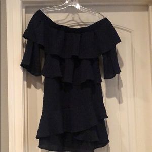 Navy ruffled dress